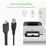 Micro Usb To Printer Cable, 2Pcs Micro Usb 5Pin Male To Usb Type B Data And Charge Cable, Android Phone To Printer, Scanner, Electronic Midi Piano, Etc. (1M/3.3Feet)