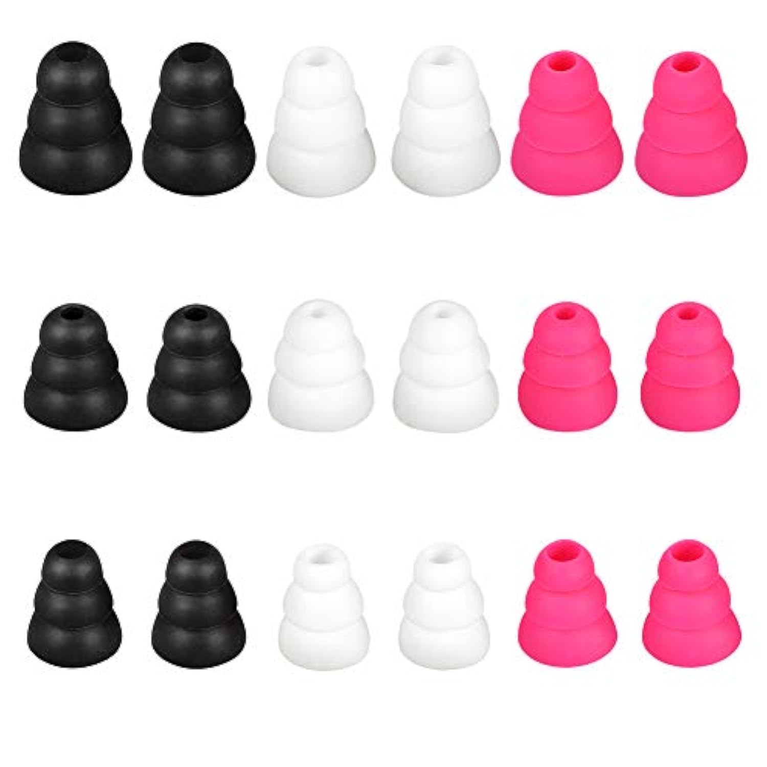 Earbud Tips Triple Flange Covers, 9 Pairs S/M/L Size Noise Isolating Silicone Cushion With 3.8Mm Connector Hole, Fit For Most In-Ear Earphones