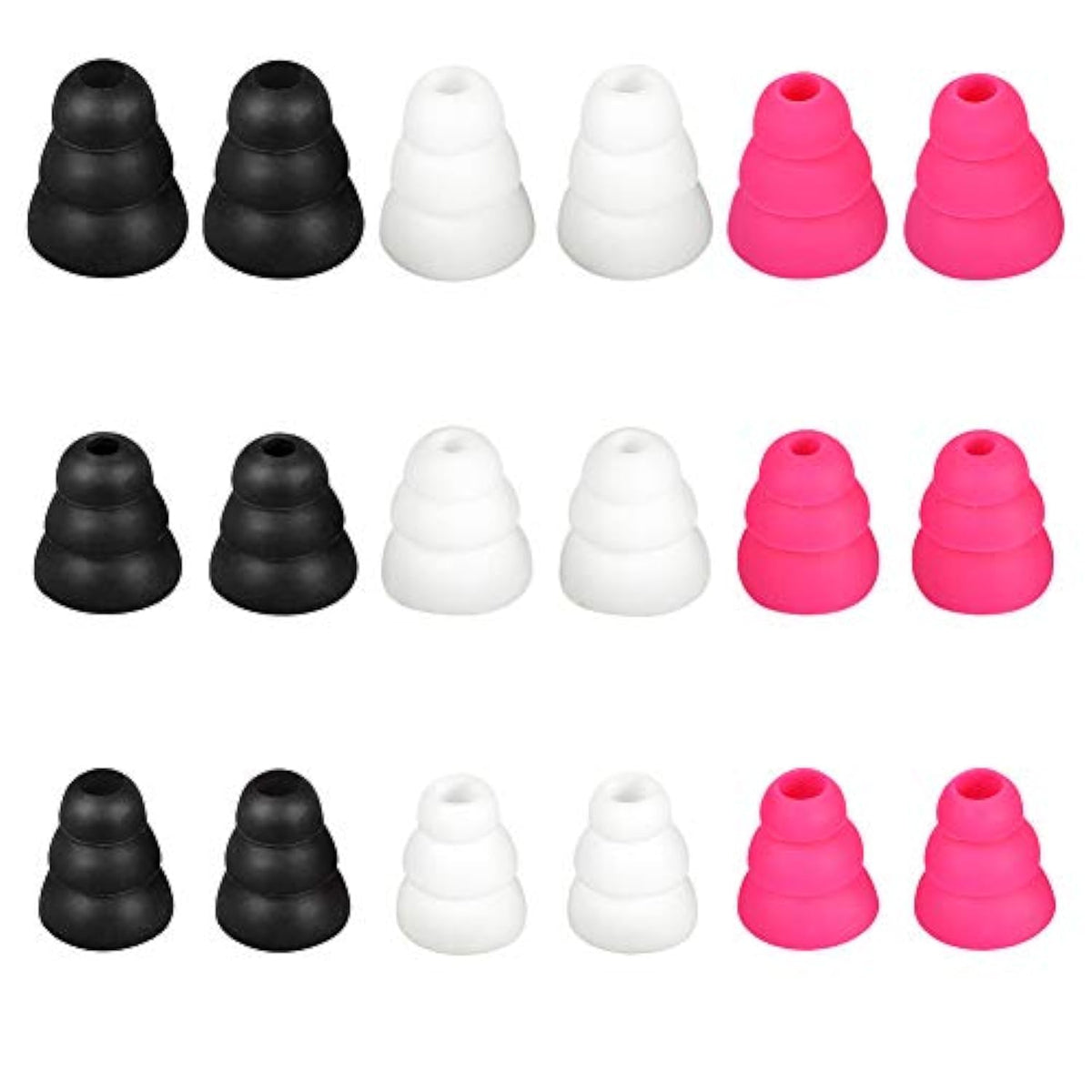 Earbud Tips Triple Flange Covers, 9 Pairs S/M/L Size Noise Isolating Silicone Cushion With 3.8Mm Connector Hole, Fit For Most In-Ear Earphones