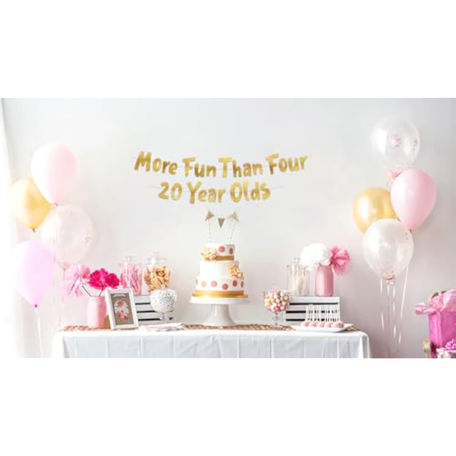 More Fun Than Four 20 Year Olds Gold Glitter Banner - Happy 80Th Birthday Party Banner - 80Th Birthday Party Decorations And Supplies
