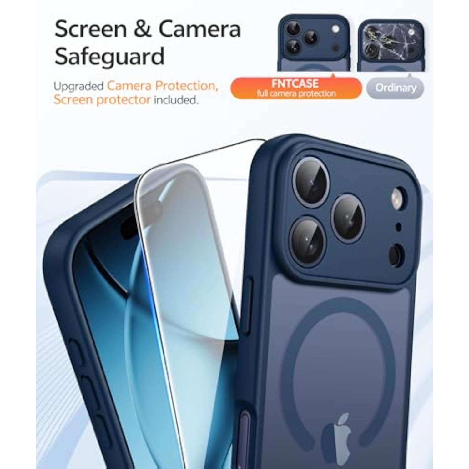 Magsafe Compatible iPhone 17 Pro Case with Blue Screen Protector