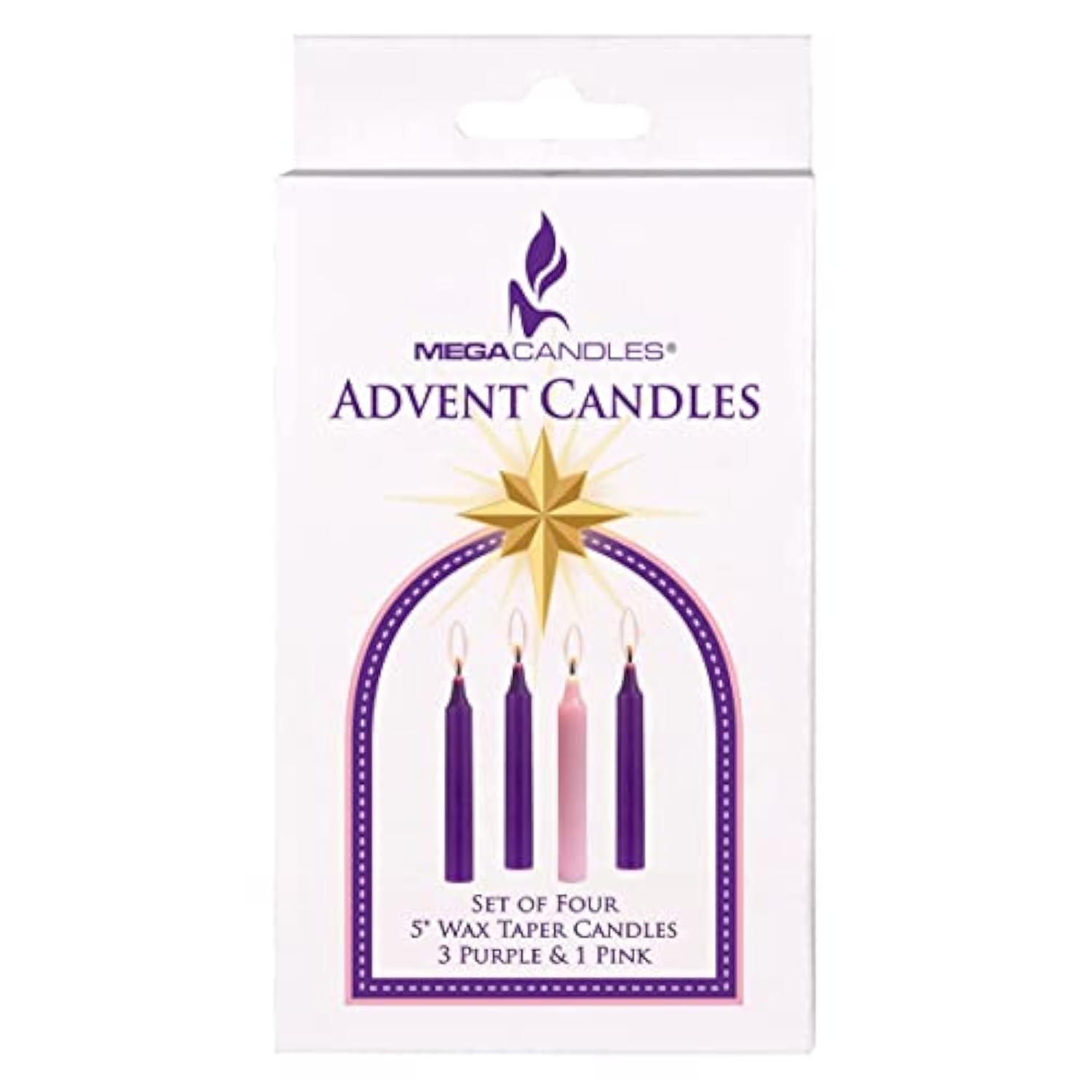 4 Pcs Unscented Christmas Advent Candles Set, Hand Poured Premium Wax Taper Candle 5 Inch X 3/4 Inch, Holidays, Occasions, Events, Festivities, Devotional, Church, Wreath, Party, Gifts