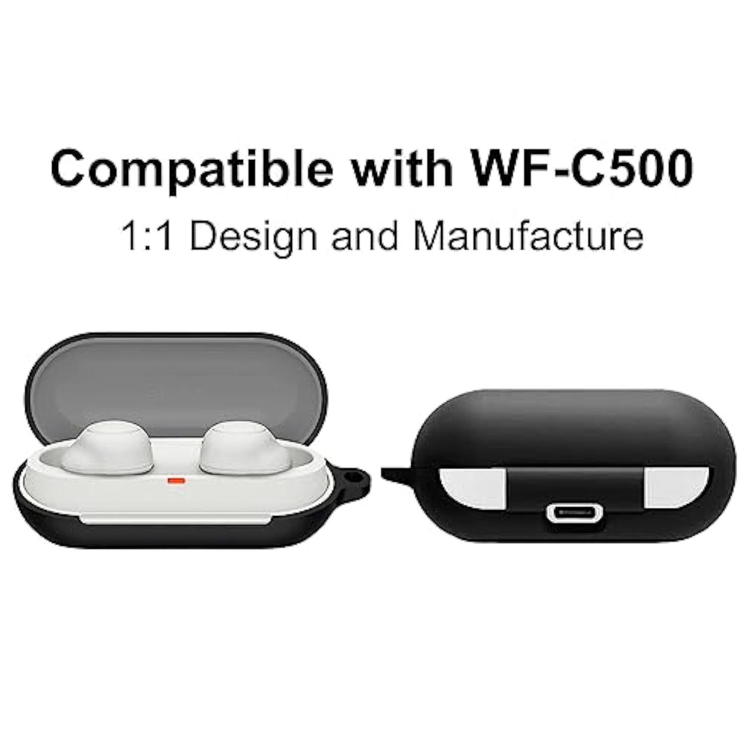 Wf-C500 Case Ear Tips Kit, Silicone Soft Cover 6 Pairs Replacement Eartips With Carabiner Accessories Set Compatible With Sony Wf-C500 Black