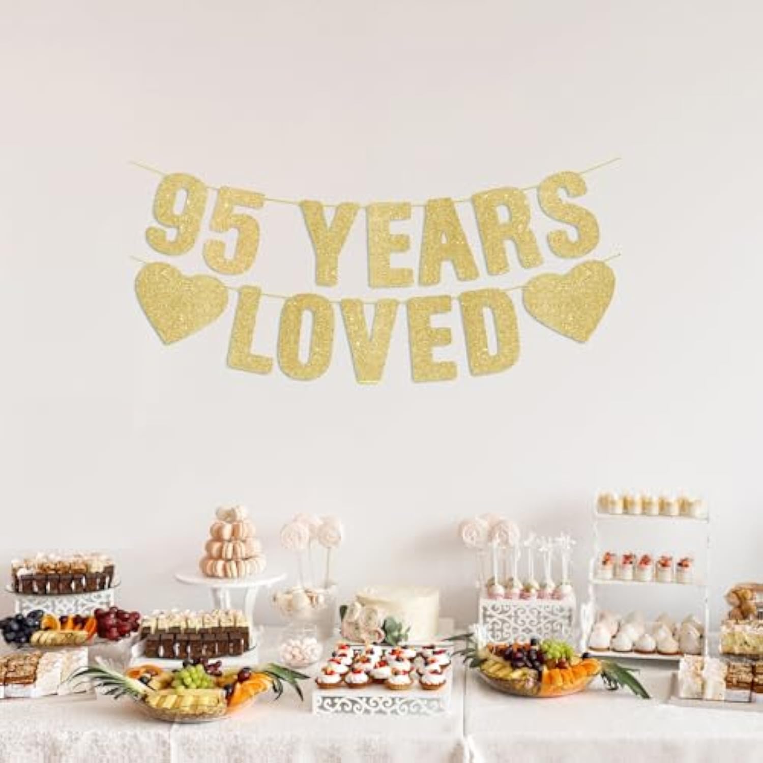 Pre-Strung 95Th Birthday Banner - Gold Glitter, Happy 95Th Birthday Party Decorations For Men, Funny 95 Year Old Anniversary Sign For Women