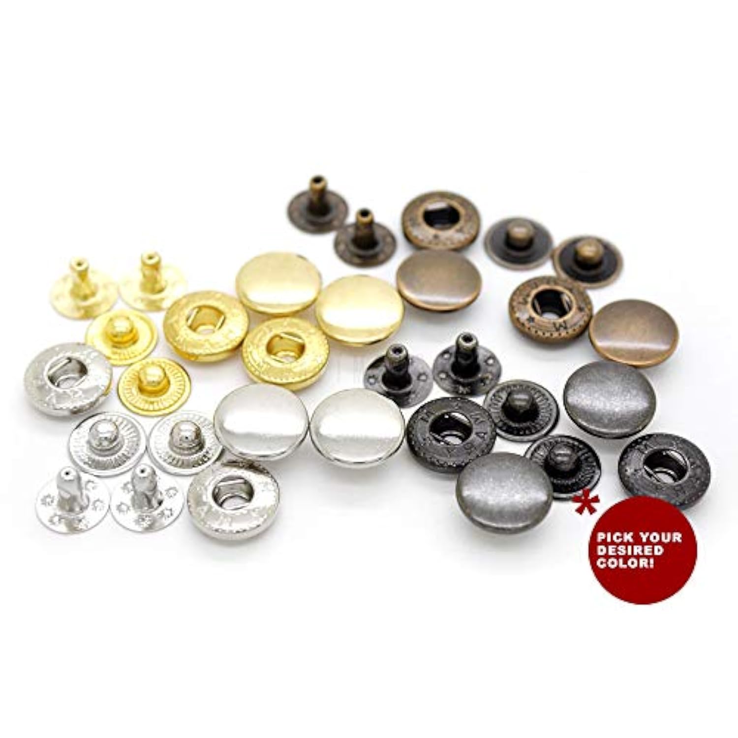 50 Sets Antique Brass Snap Buttons S-Spring Socket Popper Fasteners Fo