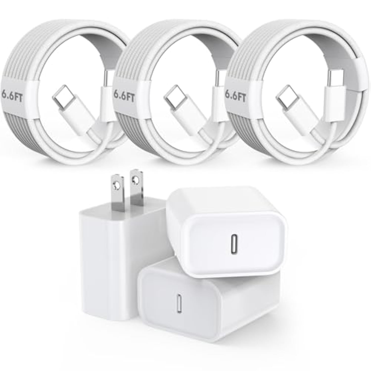 Iphone 17 16 Charger Fast Charging,20W Fast Usb C Charger Block 3Pack Usbc Type C Fast Charging 6Ft Woven Charge Cable For Apple Iphone Air/17 Pro Max/16E/16 Promax/16Plus/15 Pro/Ipad Pro/Air/Airpods