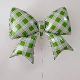 4Pcs Gingham Bow Balloons For Spring Picnic, Bbq, Lawn Party,Summer Wedding/38Inch Green Red White Checkered Bow Decor/Valentine’S Day, Pizza Diner Theme, Outdoor Christmas Celebration Decorations
