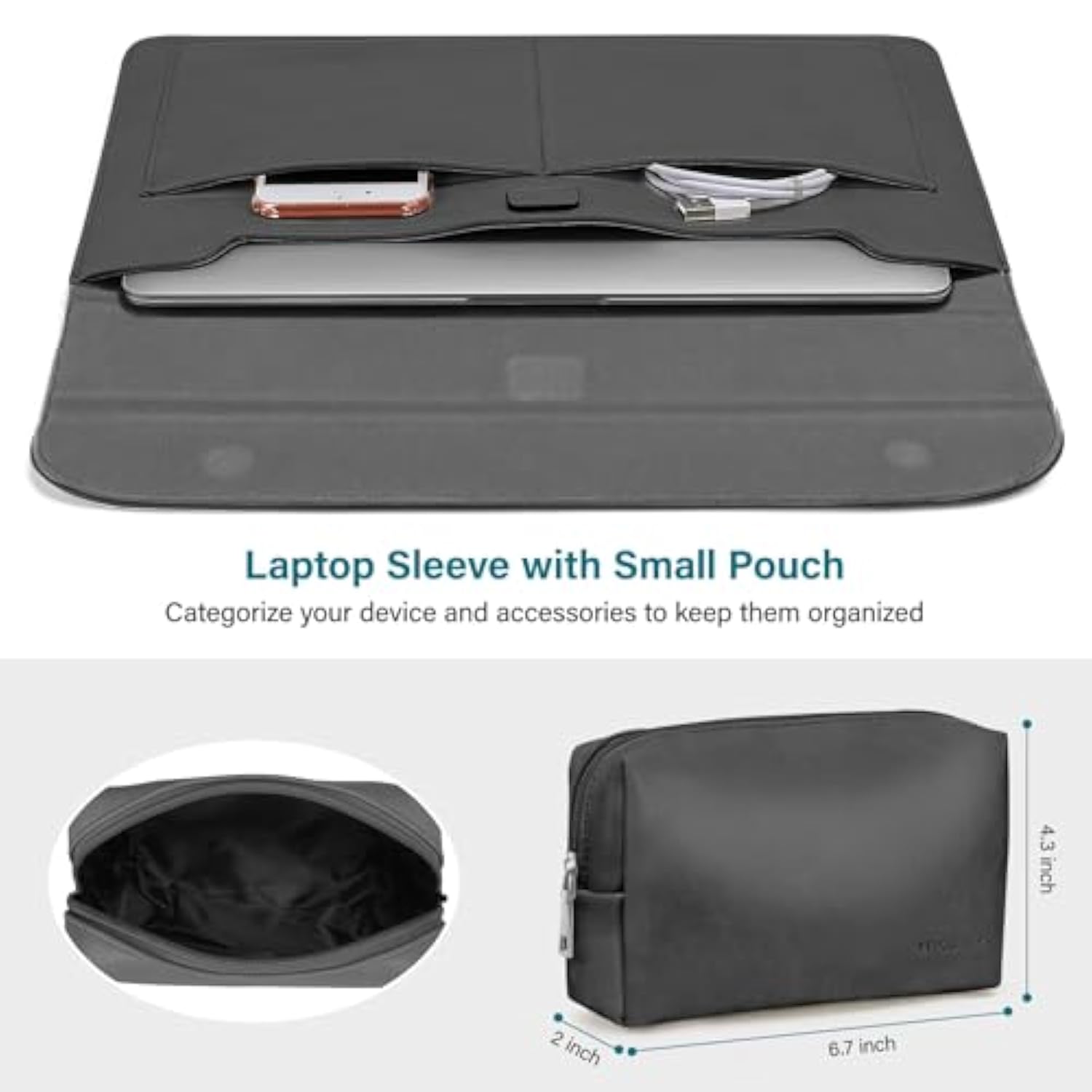 MOSISO Laptop Case 13 inch, 13 inch Laptop Sleeve Compatible with MacBook Air M4 M3 M2 M1 2025-2018 / Pro M2 M1 2025-2016, PU Leather Flap Carrying Case with Stand&Small Pouch, Slate Gray
