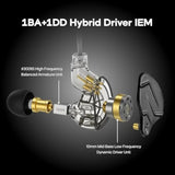 Kz Zsn Pro X Dual Driver 1Ba+1Dd Hybrid Metal Earphones Hifi In-Ear Monitor With Detachable Recessed 2Pin Cable,Zinc Alloy Panel (Without Mic, Black)