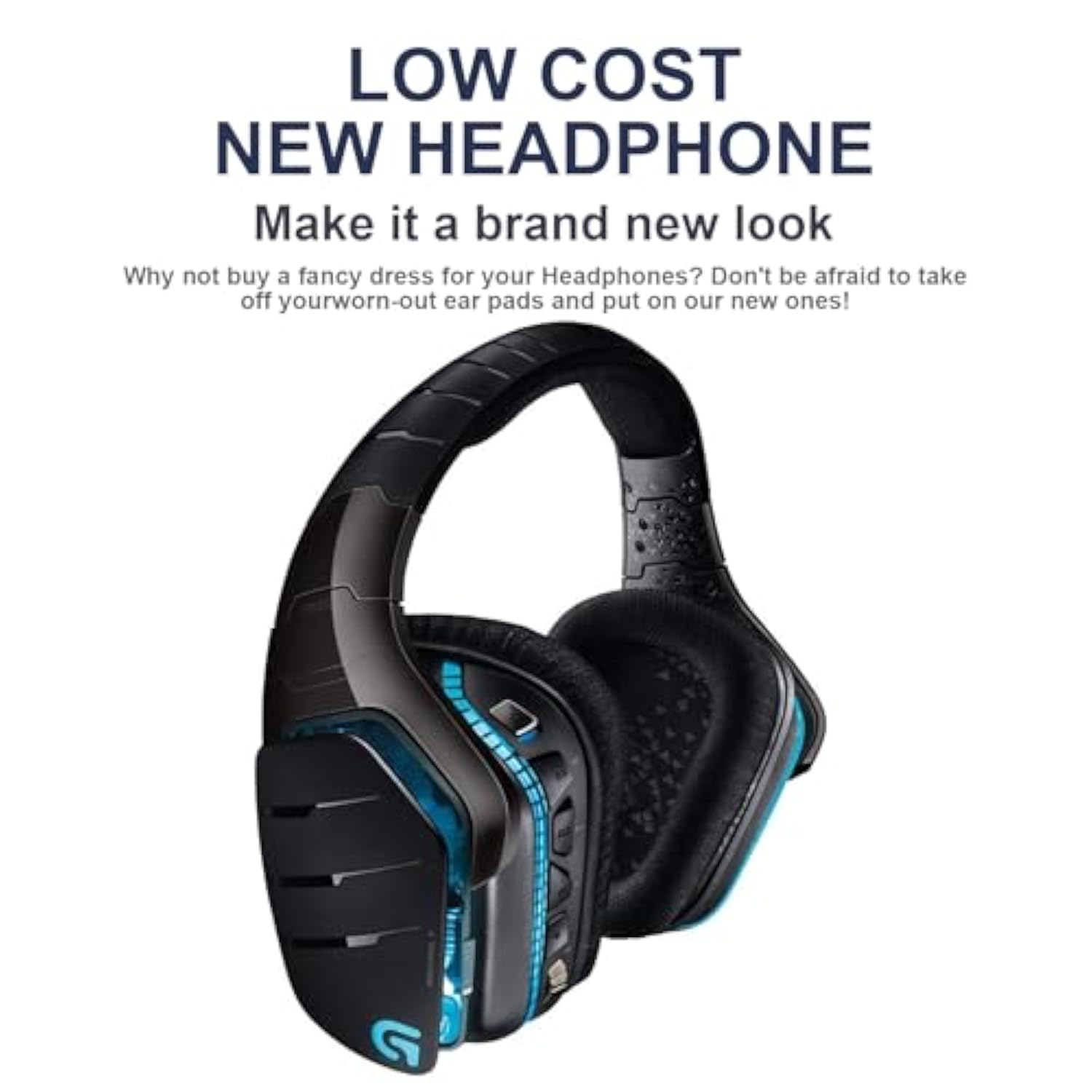 G933 Mesh Fabric Ear Pads And Headband Replacement Ear Cushions Compatible With Logitech G933 G935 G633 Headphones Comfort Memory Foam Earmuffs Replacement Earpads Ear Cups Cover Repair Parts (Black)