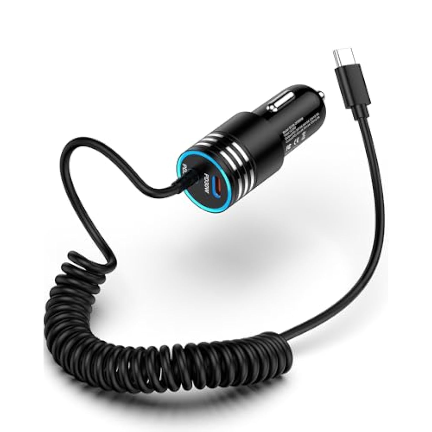 Iphone 16E Car Charger Usb C, 60W Dual Pd Super Fast Charging Car Adapter With Coiled Usb-C Cable For Apple 17/16 Pro Max/16 Pro/15 Plus/15 Pro, Ipad Mini/Air/Pro 11 13Inch, Type C Cargador Para Car