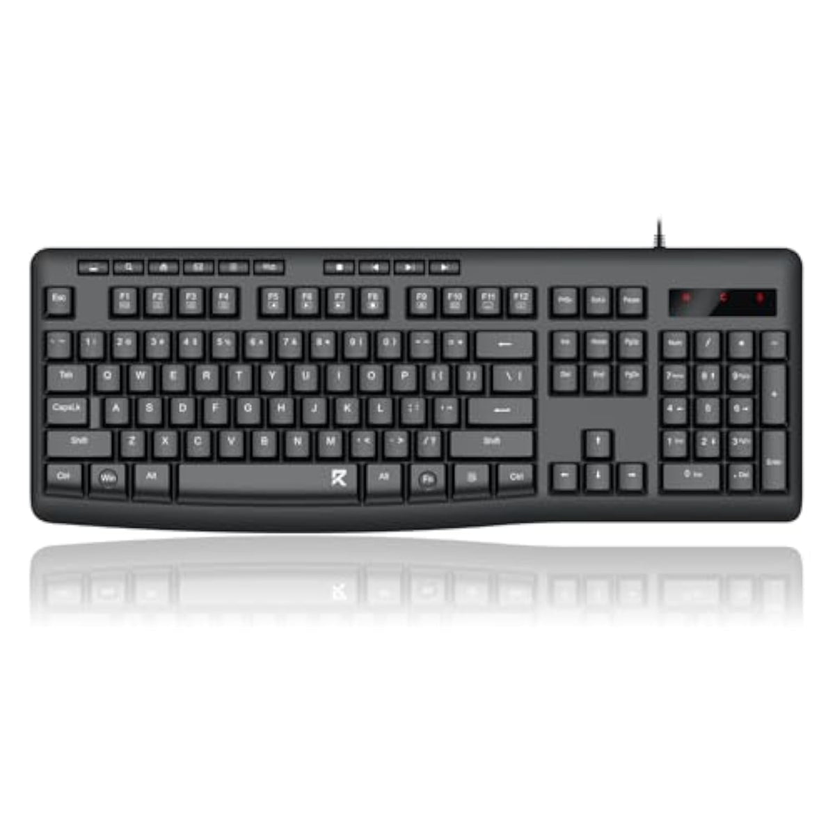 Redragon BK7366 Wired Keyboard,Multimedia USB Quiet Computer Keyboard,Silent Keyboard with Large Number Pad,Spill-Resistant,Anti-Wear Letters,Full Size for Laptop,Desktop