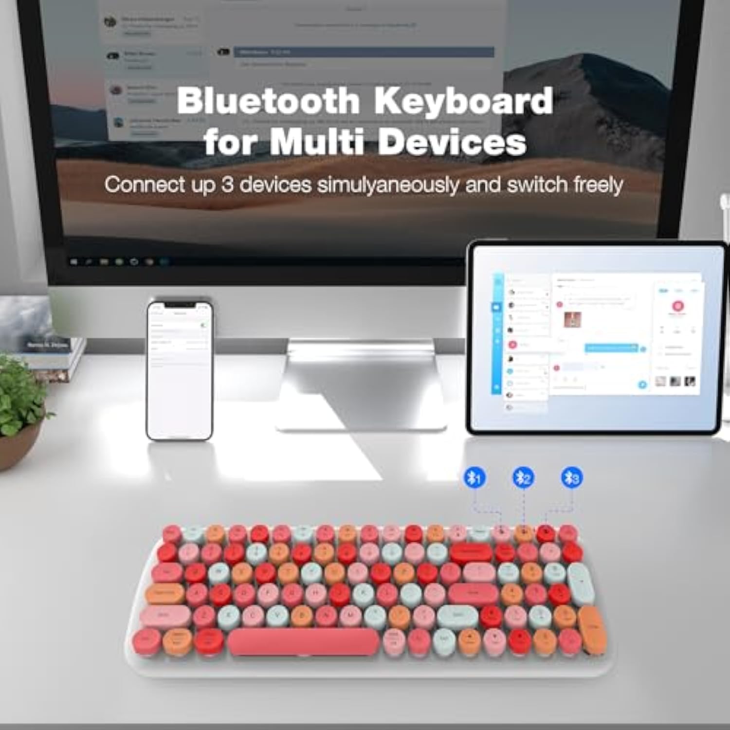 Wireless Bluetooth Keyboard For Mac, Ipad, Iphone, Pc, Laptop & Android, Conne