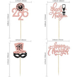24Pc 2026 Happy New Year Cupcake Toppers Black Rose Gold Party Decor