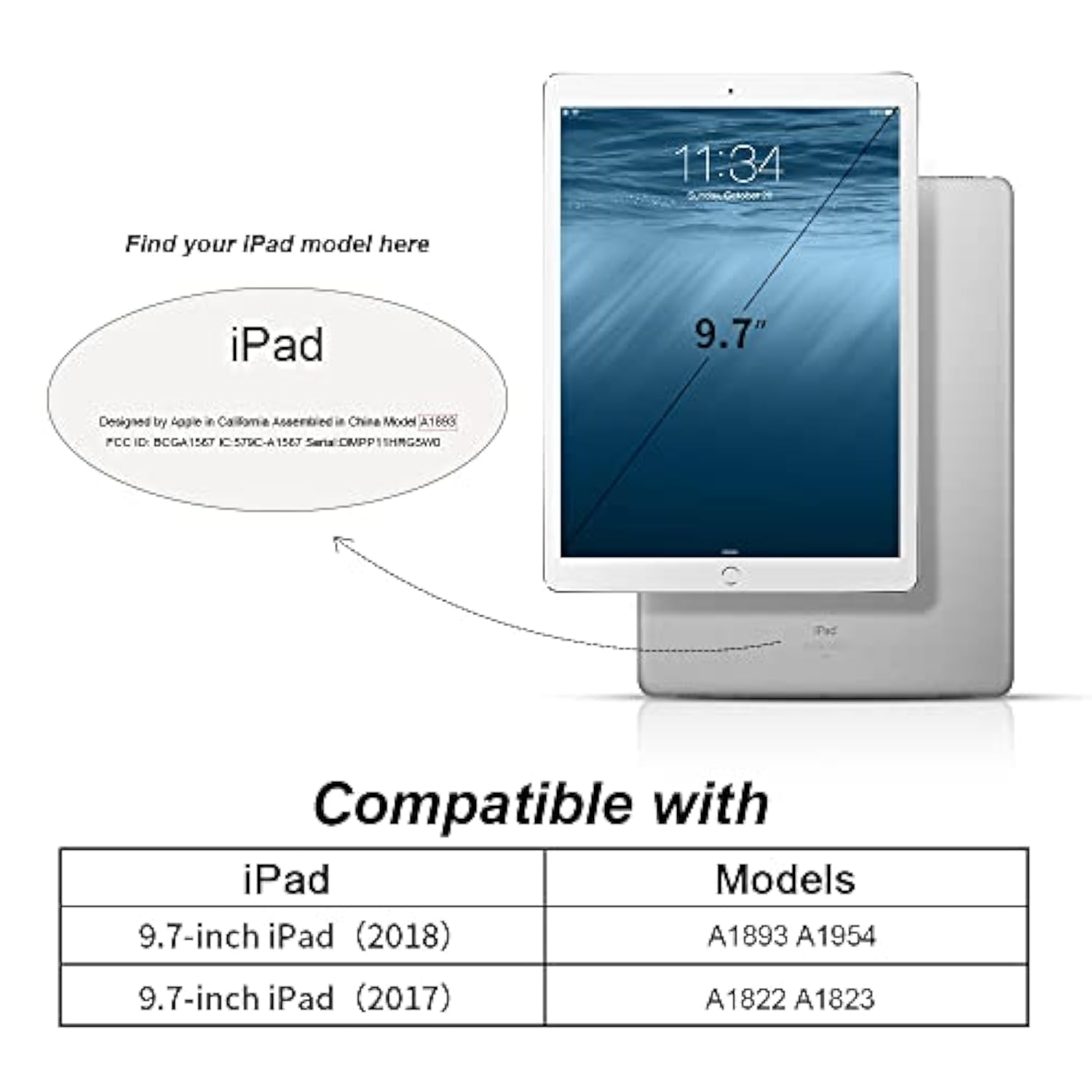 Ipad 5Th/6Th Generation 9.7 Case 2018/2017 With Pencil Holder, Thin Lightweigh