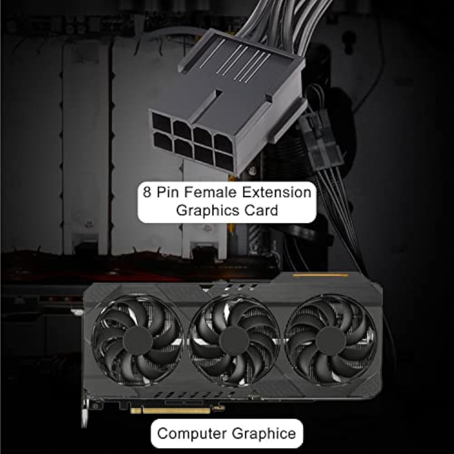 8 Pin Pci Express Power Extension Cable (2 Pack), Durable Pcie Power Extension Cable, 12 Inch