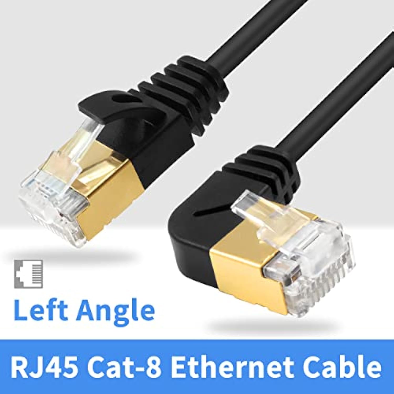 Cat 8 90 Degree Ethernet Cable 6Ft/2M, 40Gbps High Speed Ethernet Cable, Extre