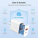 Usb C Charger Block,3Pack 20W Dual Port Usb C Wall Charger Plug Fast Charging Block Adapter +Usb A Quick Charging Brick Plug For Iphone 16E/16 Pro Max/16Plus/16/15/14/13/12/11/Xs/Xr/X,Ipad Pro,Airpods