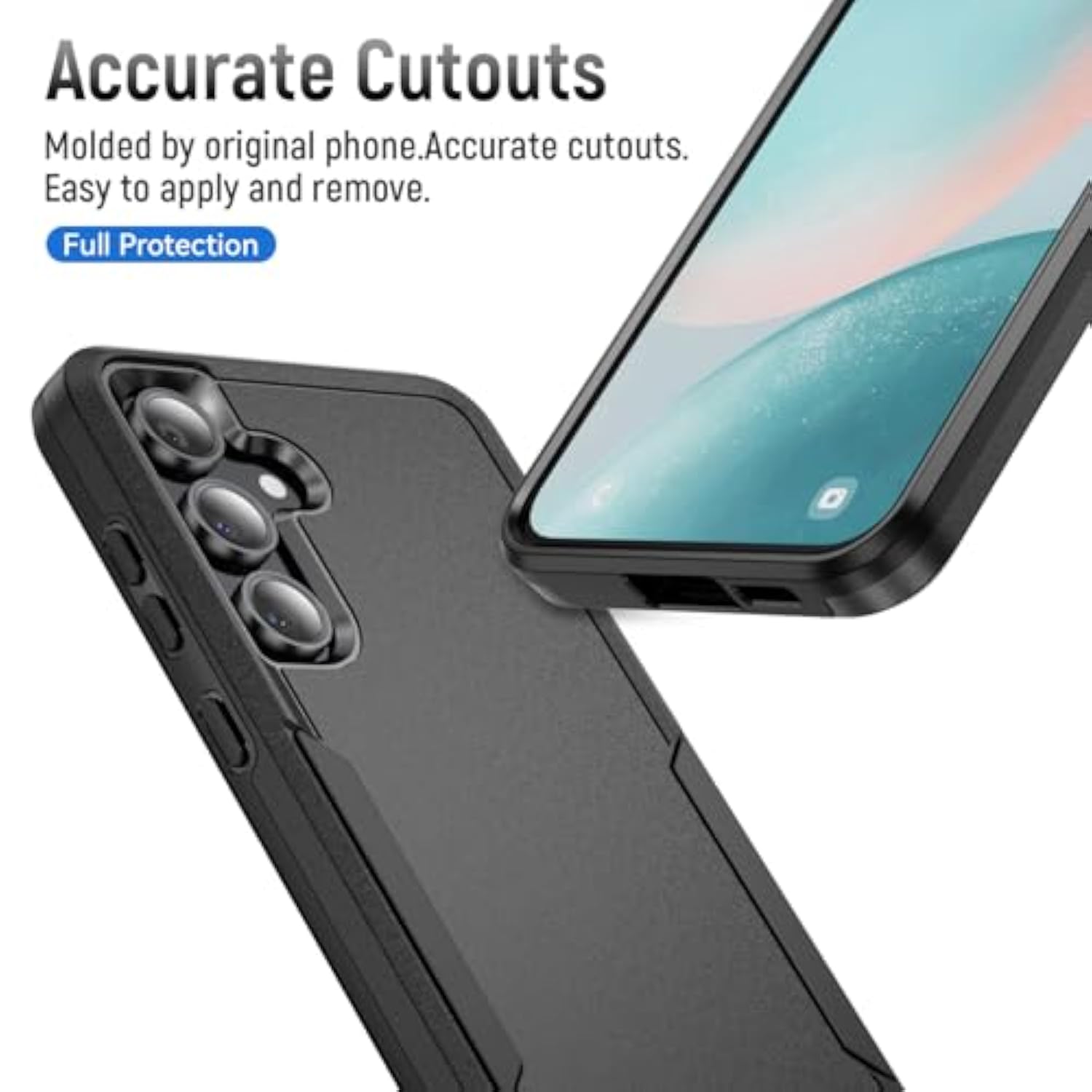 For Samsung Galaxy S24 Fe Case,With Hd Screen Protector [Military Grade Drop Tested] Heavy-Duty Tough Rugged Shockproof Protective Case For Samsung S24 Fe, Black