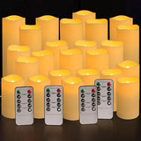 Set of 24 Waterproof Outdoor Flameless Candles, LED Candles with 4 Remote and Timer,(H 4" 5" 6" x D 2.2"),for Christmas,Halloween,Wedding,Festival