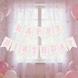 Burlap Happy Birthday Banner, Pink Assembled Happy Birthday Banner Sign Garland For Boys Girls Rustic Party Decorations