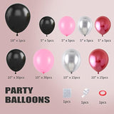 Pink Black Balloon Arch Kit, Pink Black Silver Balloon Garland Kit, Pi