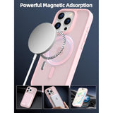 Mag-Safe Case For Iphone 16 Pro With Magnetic Wallet Card Holder, Mag-Safe Phone Case With Magnetic Wallet Fit 4 Cards, Shockproof Slim Case For Iphone 16 Pro 6.3 Inch, Pink