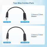 Cable Matters Combo-Pack TRS 2.5 mm and 3.5 mm Headphone Adapter Kit (2.5mm to 3.5mm Adapter and 3.5mm to 2.5mm Adapter) in Black - 4 Inches