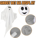 Kiddokids 4 Pack Halloween Hanging Ghosts, 27.5 Inch with Light Up Ghost Kit for Indoor Outside Ornaments, Spooky Yard Tree Halloween Decorations Outdoor, Party Décor