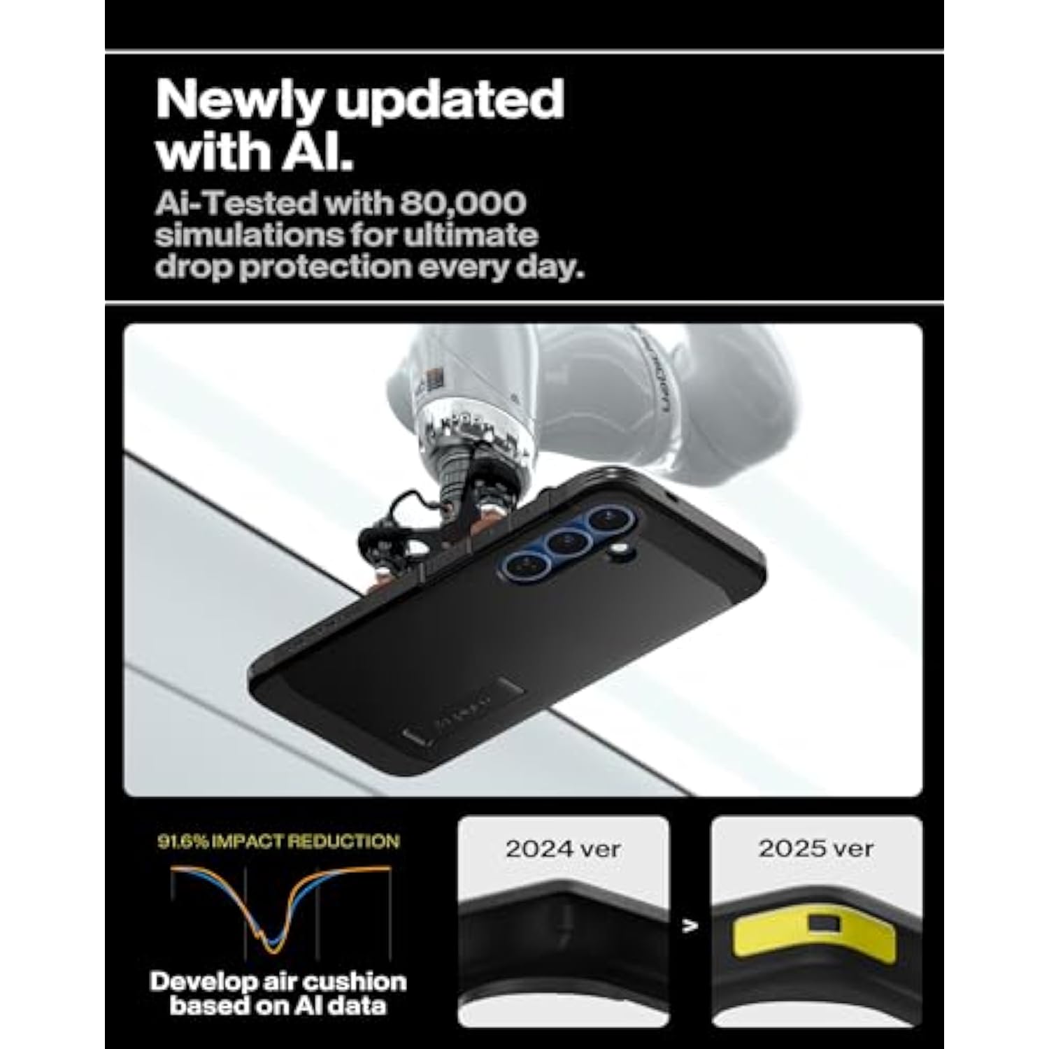 Tough Armor MagFit Case for Galaxy S25 with Kickstand & Fast Wireless Charging - Black