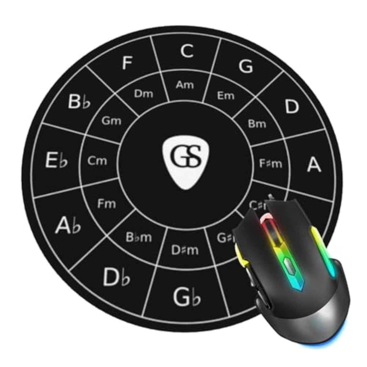 Circle Of Fifths For Musicians Mouse Pad, Music Mouse Pads For Desk, Stitched Edge Mousepad With Non-Slip Rubber Base, Gaming Mouse Mat For Computer Laptop Home Office