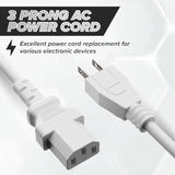 THE CIMPLE CO 10 Feet - 3 Prong AC Power Cable for Computer, Medical, Server, & Desktop - 10 ft Three Prong Power Supply Cord - C13 Power Cord - NEMA 5-15P to C13 / IEC 320-10 Foot (3 Meter), White