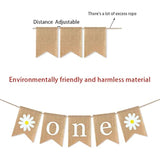 Jute Burlap Daisy Themed 1St Birthday Party Decoration Banner, Spring Party Decoration Burlap Banner Garland With Flower For Mantle, Fireplace Supplies