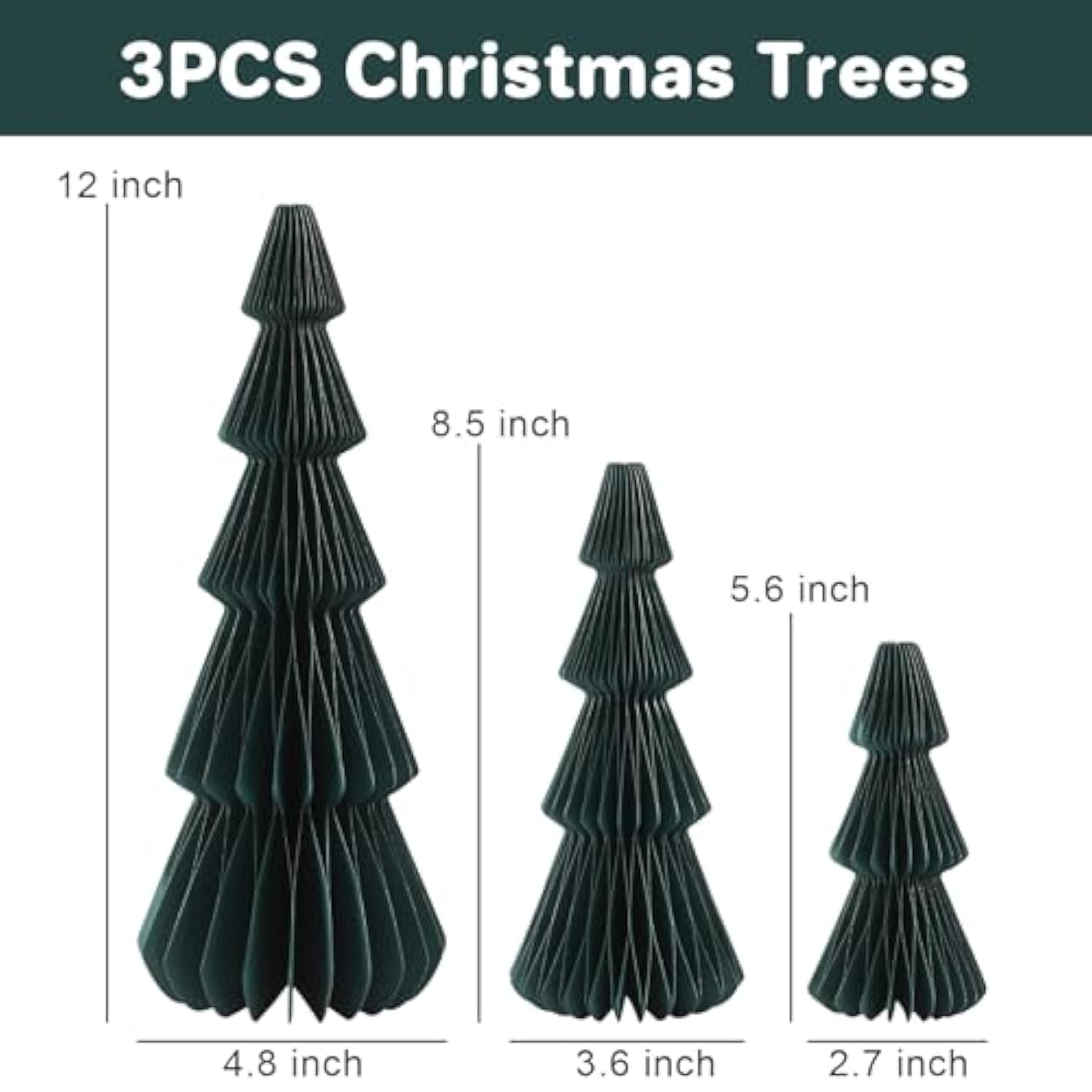Christmas Decorations- 3Pcs Honeycomb Christmas Tree Diy Table Centerpiece Set For Xmas Holiday Fireplace Table Party Decor (Green)