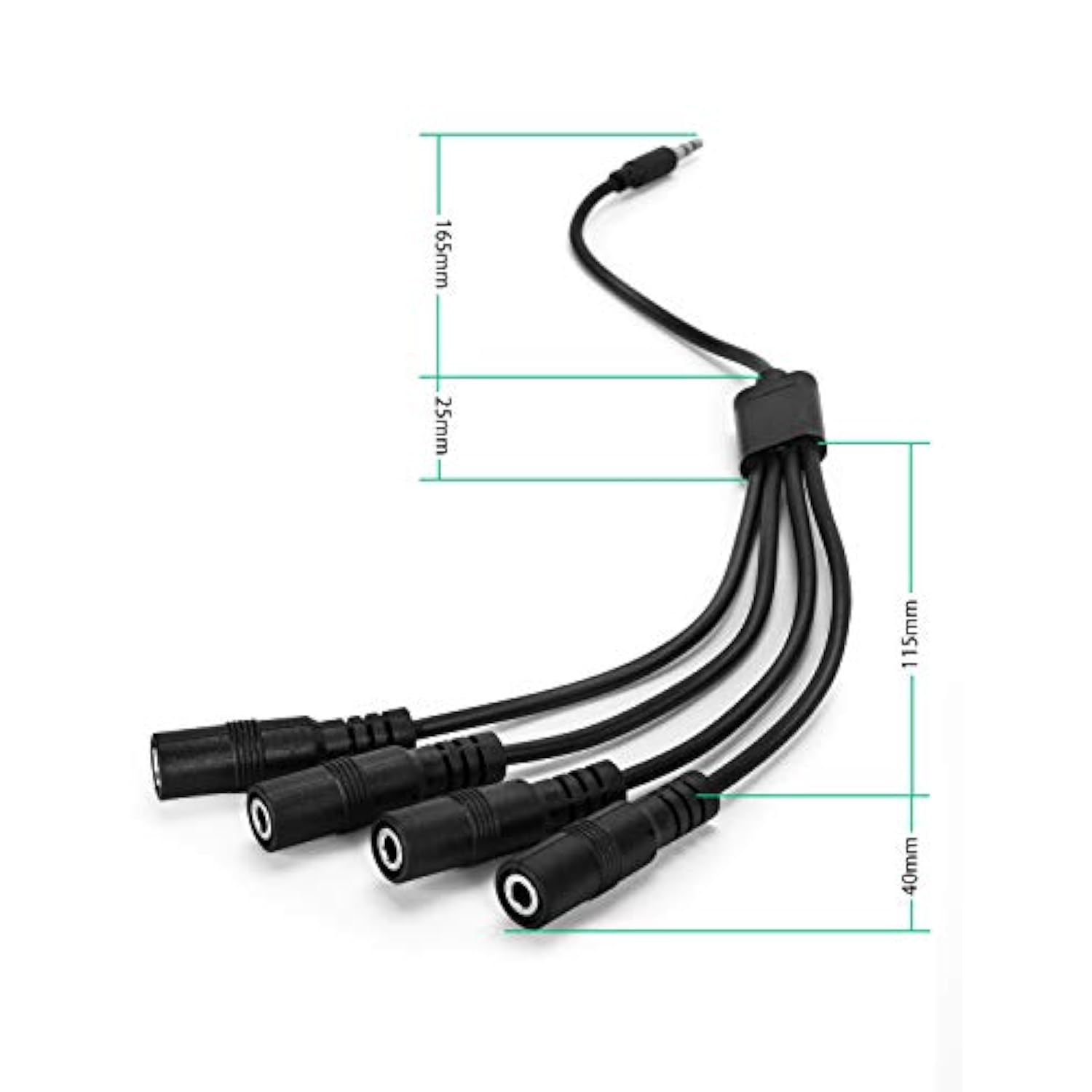 3.5Mm Headphone Splitter Cable, 1/8 Inch Aux Stereo Jack Audio Splitter 1 Male To 2 3 4 Female Adapter Cable For Mp3 Player Mobile Phone Laptop, Pc Headphone Speakers(Black)