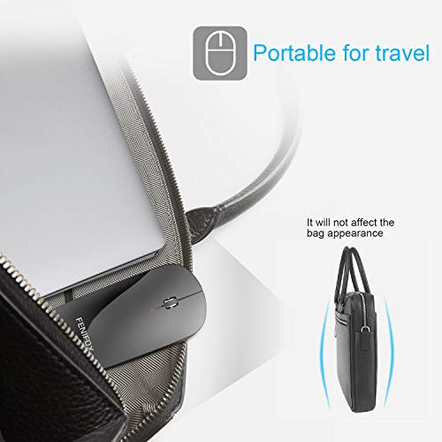 Wireless Bluetooth Mouse, Ultra-Thin Flat And Slim Silent Usb-C Rechargeable Travel Mini Portable Mouse For Mac Ipad Laptop Macbook Tablet Chromebook - Black