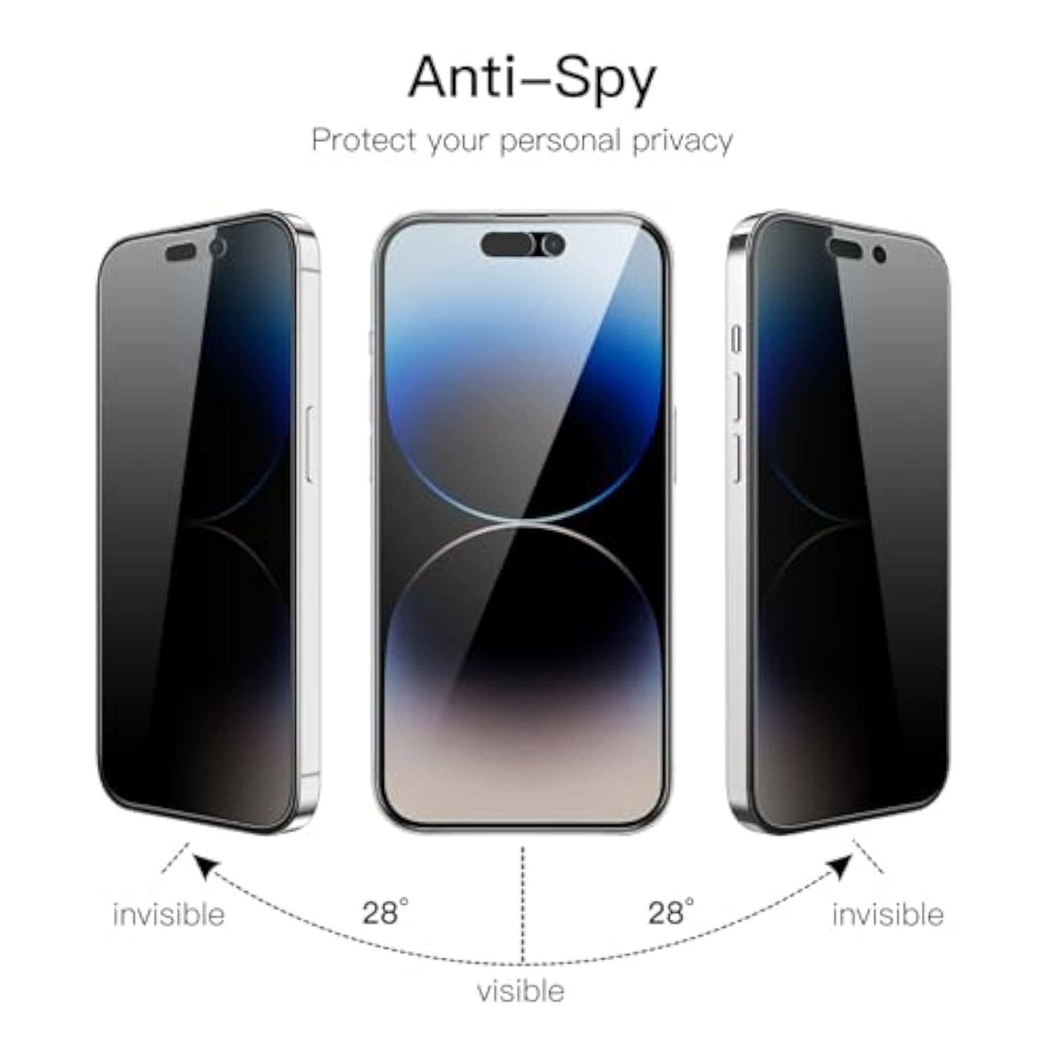 JETech Privacy Full Coverage Screen Protector for iPhone 14 Pro Max 6.7-Inch, with Camera Lens Protector, Anti-Spy Tempered Glass Film, 2-Pack Each