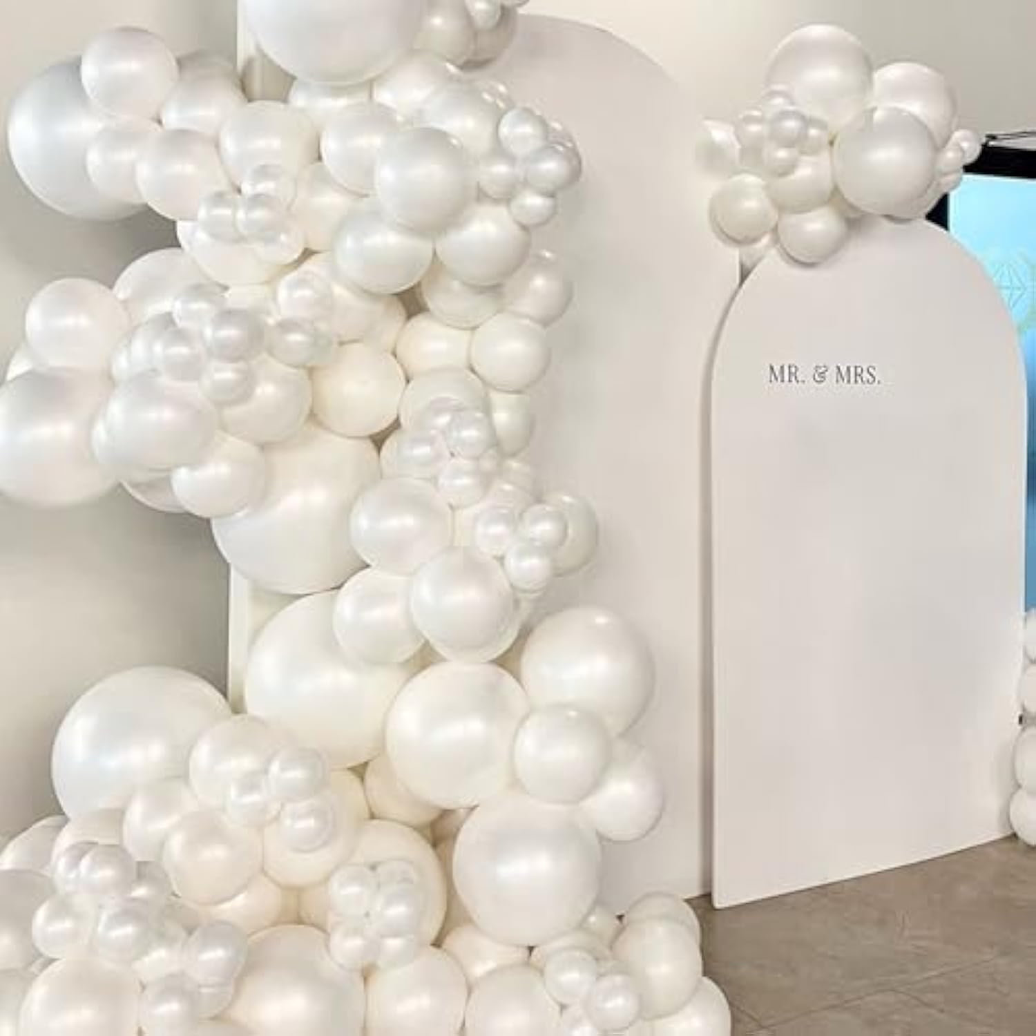 Pearl White Balloons Different Sizes, Double Stuffed Pearl White Balloon Arch, Pearls White Balloon Garland,18 12 10 5 Inch White Balloons For Boho Party, Baby Shower,Birthday,Weddings(Pearl White01)