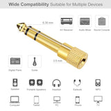 5-Pack 3.5Mm To 1/4" Adapter, Gold Plated Headphone Jack Adapters, 1/4" To 3.5Mm Adapter, Stereo Audio Headphone Adapters For Aux Cable, Headphones, Piano, Drums, Guitar Amplifier