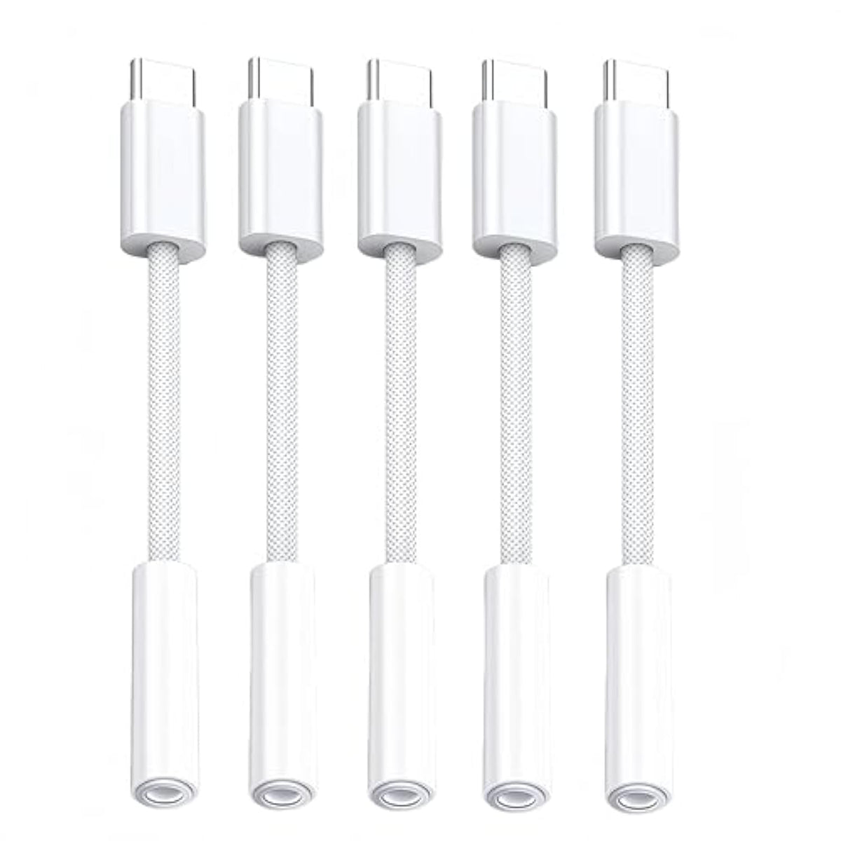 5 Pack Usb C To Headphone Jack Adapter,Usb C To 1/8 Inch Audio Adapter Compatible With Iphone 16 15 Samsung Galaxy S25,S24,S23 Ultra, Note 20, Ipad Pro, Macbook, Pixel Xl And More