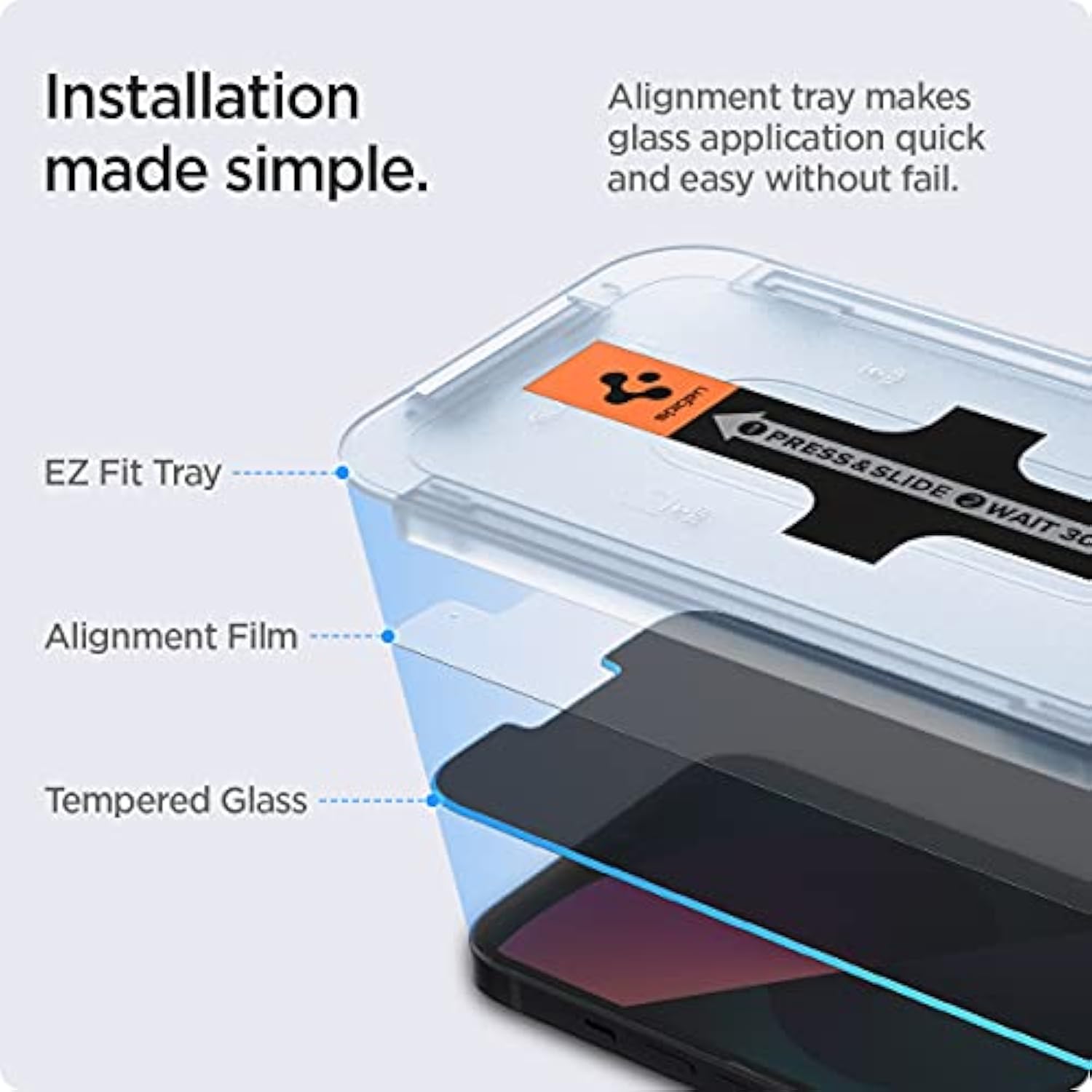 Spigen Tempered Glass Screen Protector [GlasTR EZ FIT - Privacy] Designed for iPhone 13 Mini - 2 Pack