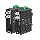 Industrial Din Rail Eoc Converter Hub, Ethernet Over Coax, 10/100Mbps Up To 1200M, 2-Port Bnc For 7-Channel Daisy Chain, 18-48V Dc, Surge Protection For Cctv Surveillance