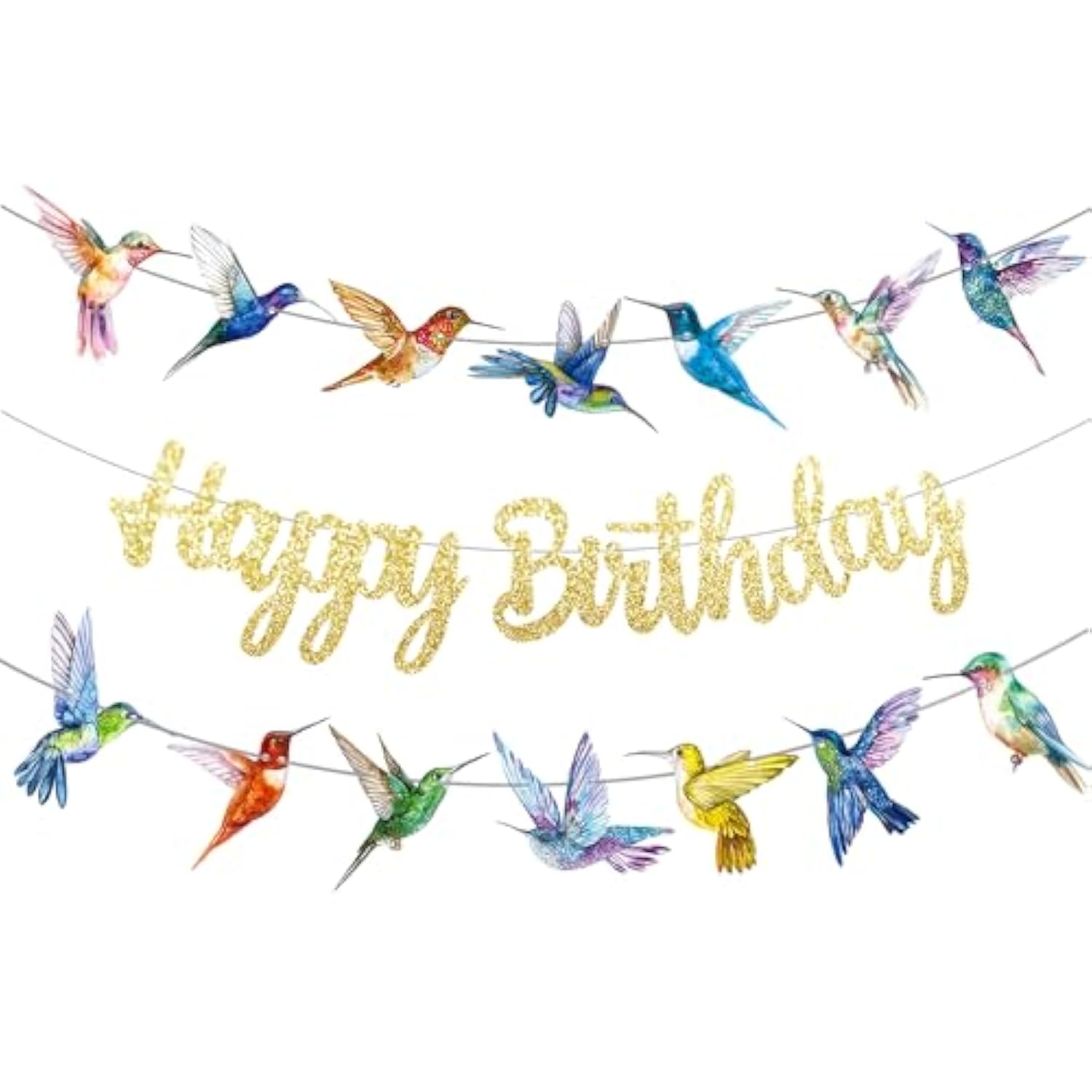 Hummingbird Birthday Banner Hummingbird Birthday Party Decorations 3Pcs Bird Party Supplies Flying Bird Party Banner For Spring Nature Tropical Baby Shower Supplies