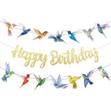 Hummingbird Birthday Banner Hummingbird Birthday Party Decorations 3Pcs Bird Party Supplies Flying Bird Party Banner For Spring Nature Tropical Baby Shower Supplies