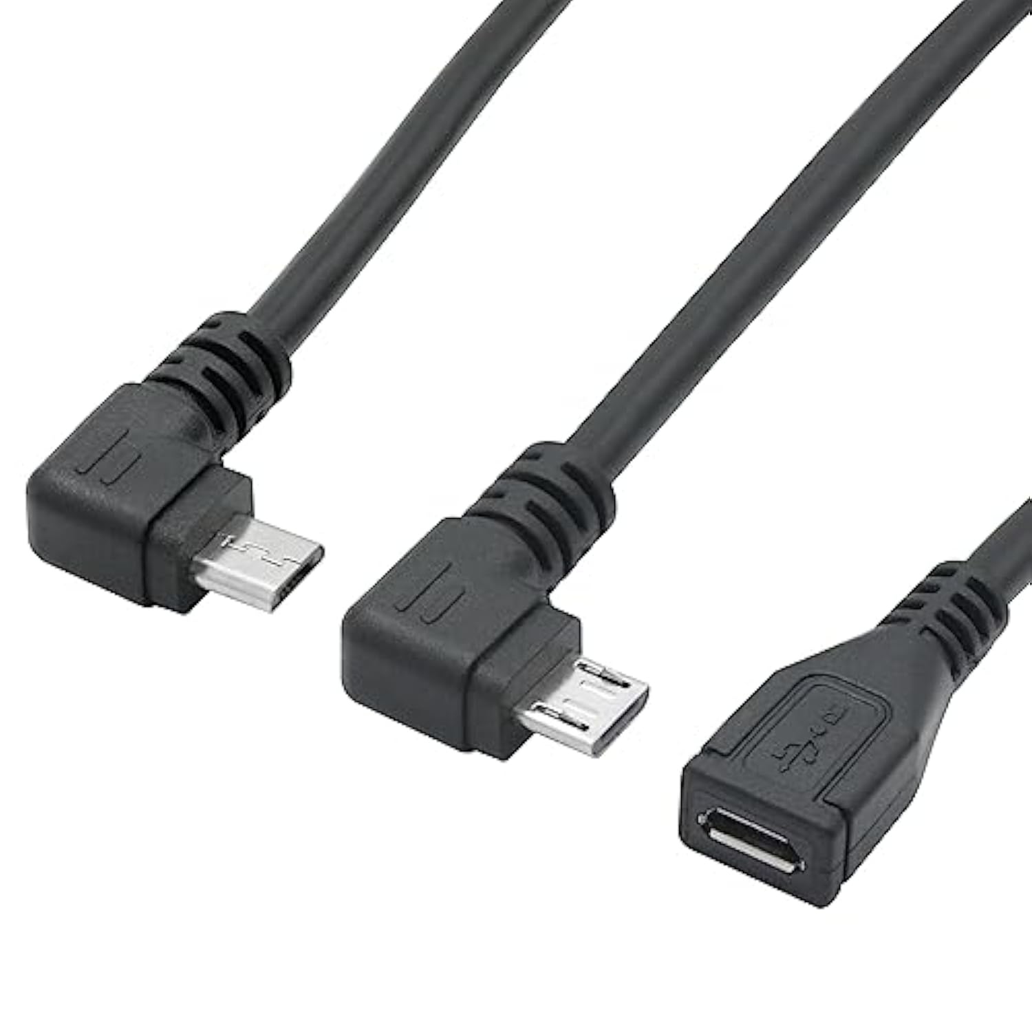 Short Micro Usb Extension Cable 25Cm/9Inch,Left & Right Angle 90 Degree Micro