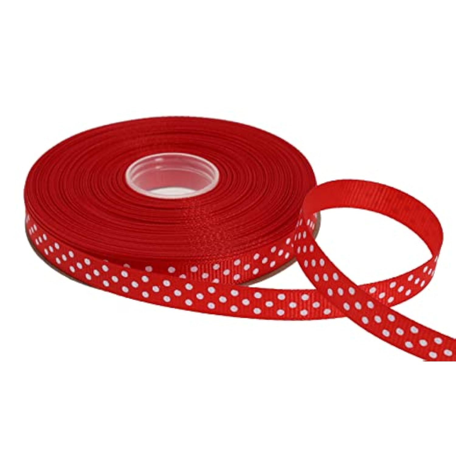 Polka Dot Grosgrain Ribbon 25 Yard Each Roll 100% Polyester (3/8", Red