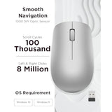 Lenovo 530 Full Size Wireless Computer Mouse for PC, Laptop, Computer with Windows - 2.4 GHz Nano USB Receiver - Ambidextrous Design - 12 Months Battery Life - Platinum Grey