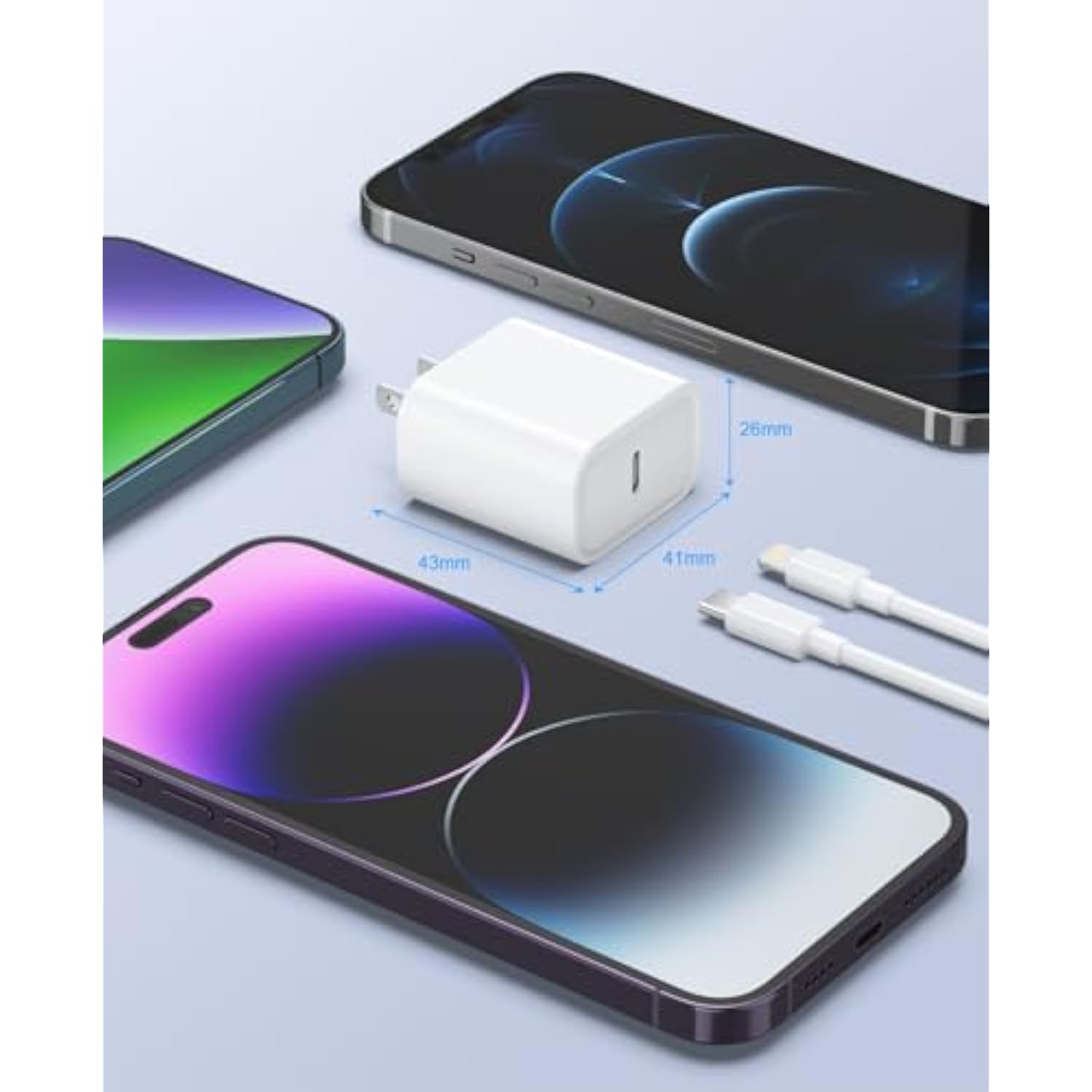 Iphone Charger Fast Charging, 2 Pack 20W Usb C Wall Charger Block With 2 Pack Mfi Certified 6Ft Type C To Lightning Cables For Iphone 14 13 12 11 Pro Max Xr Xs X, Ipad,Airpods Pro