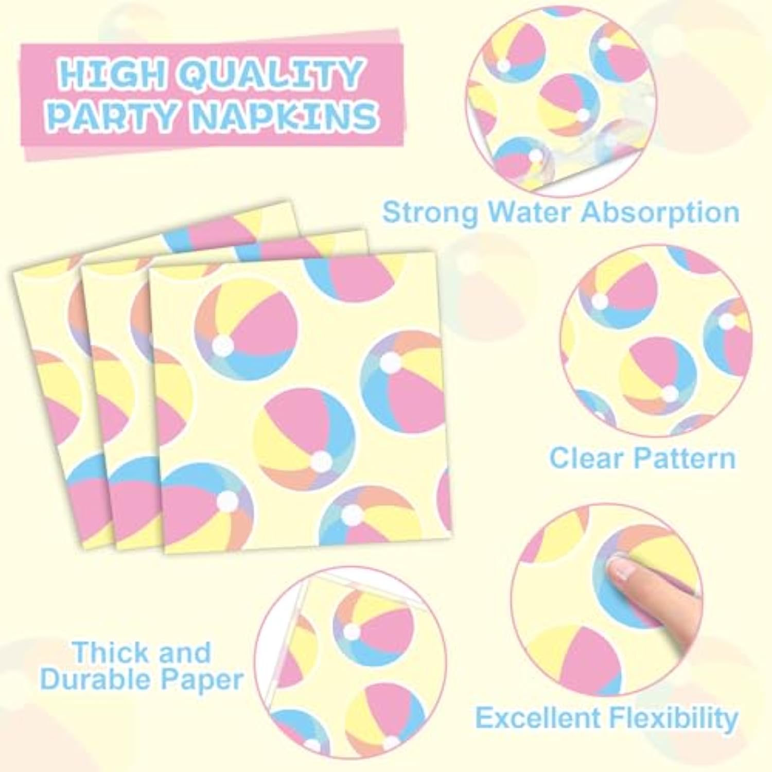 96Pcs Summer Macaron Beach Ball Party Paper Plates And Napkins And Forks Set For Macaron Beach Ball Party Paper Plates Disposable Decor Summer Parties Set For Kids Birthday Gatherings Decorations