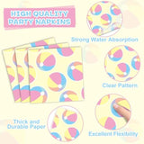 96Pcs Summer Macaron Beach Ball Party Paper Plates And Napkins And Forks Set For Macaron Beach Ball Party Paper Plates Disposable Decor Summer Parties Set For Kids Birthday Gatherings Decorations